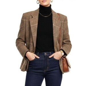 Ralph Lauren Purple Label Silk Wool Houndstooth Blazer Made USA